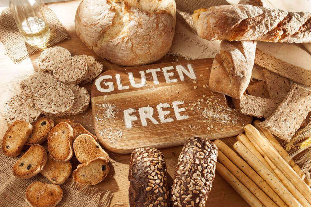"list of gluten free items with bread pasta and bread"
