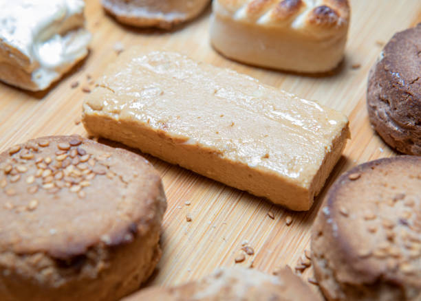 Polvorones and other christmas honey shortbread from spain in a wood.